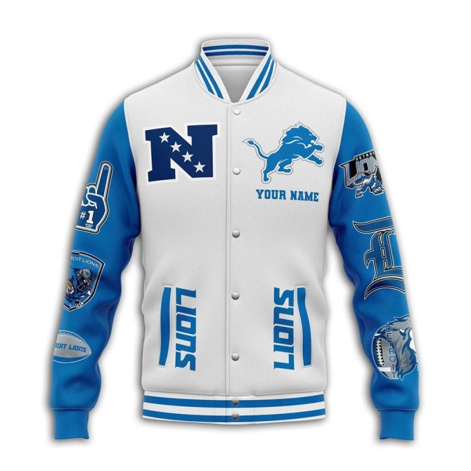 Customizable Lions Varsity Jacket - Personalized Football Fan Gear, Perfect Gift! - Image 2