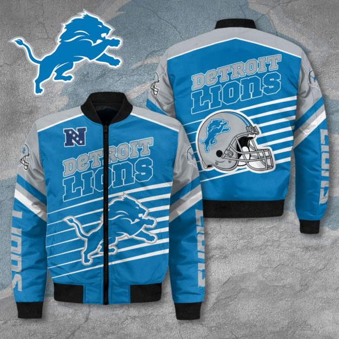 Detroit Lions Bomber Jacket - Official Nfl Fan Gear , Unisex Varsity Style