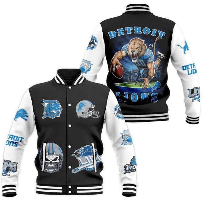 Detroit Lions Varsity Jacket - Bold Graphic Design, Perfect For Fans & Gamers