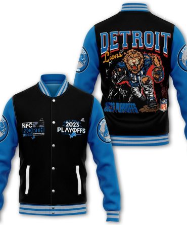 Detroit Lions 2023 Playoffs Varsity Jacket - Nfc North Champs Edition