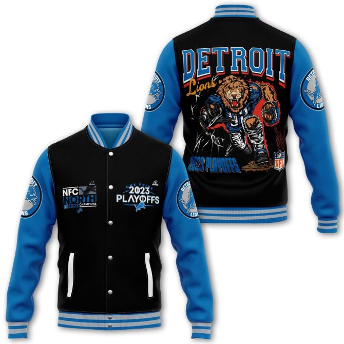 Detroit Lions 2023 Playoffs Varsity Jacket - Nfc North Champs Edition
