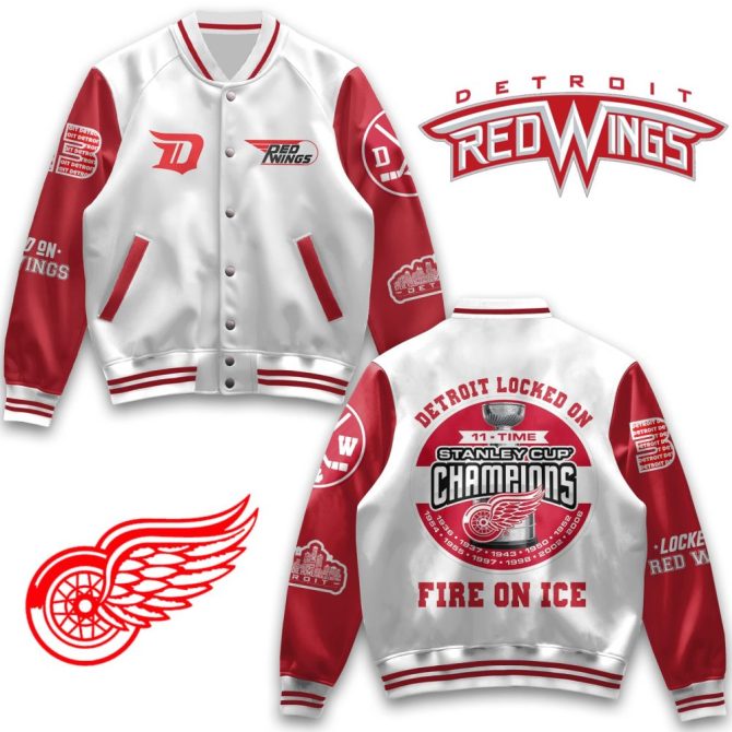 Detroit Red Wings Jacket – 11-Time Stanley Cup Champions, Stylish Varsity Design
