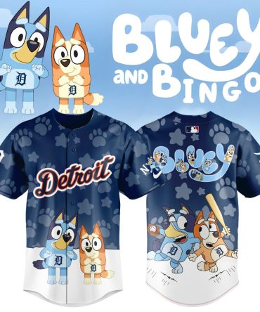 Detroit Bluey & Bingo Baseball Jersey For Kids – Fun Cartoon Design!