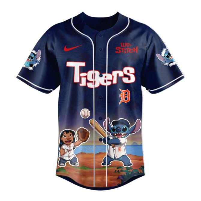 Limited Edition Lilo & Stitch X Mlb Tigers Jersey – Perfect Gift For Disney Fans! - Image 2
