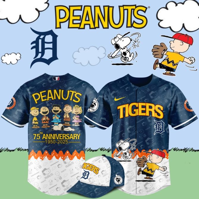 Celebrate 75 Years Of Peanuts With Exclusive Tigers Baseball Jersey & Cap Set - Limited Edition!