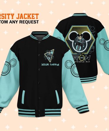 Customizable Tron-Themed Varsity Jacket - Add Your Name - Unique Design!