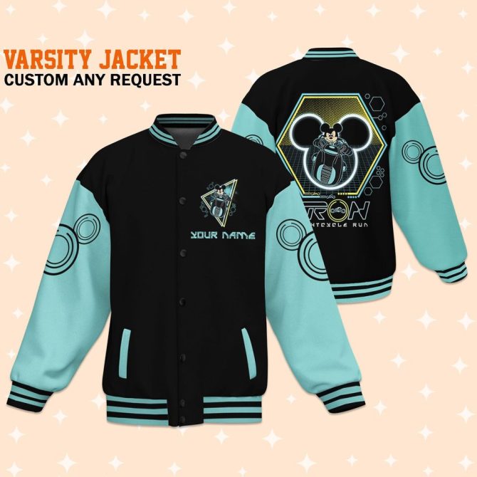 Customizable Tron-Themed Varsity Jacket - Add Your Name - Unique Design!