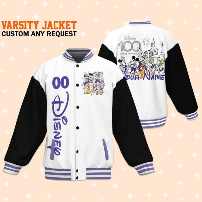 Custom Disney Varsity Jacket - 100Th Anniversary Edition With Your Name - Limited Edition!