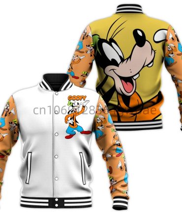 Goofy Varsity Jacket - Fun Cartoon Design For Disney Fans , Unisex Casual Wear