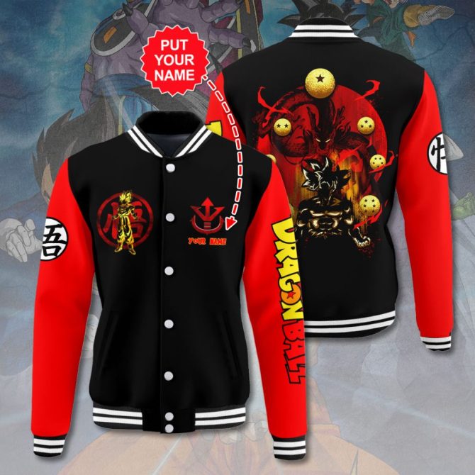 Custom Dragon Ball Varsity Jacket - Personalize With Your Name, Stylish Anime Fan Gear