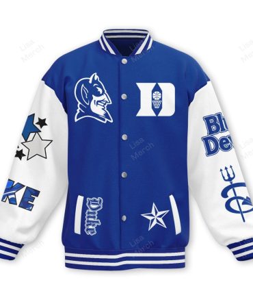 Blue & White Varsity Jacket - Premium Embroidered Design, Unisex Sportswear, Bold Graphic Style