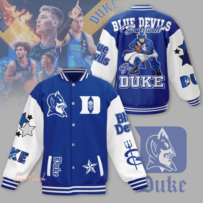 Blue & White Varsity Jacket - Premium Embroidered Design, Unisex Sportswear, Bold Graphic Style - Image 3