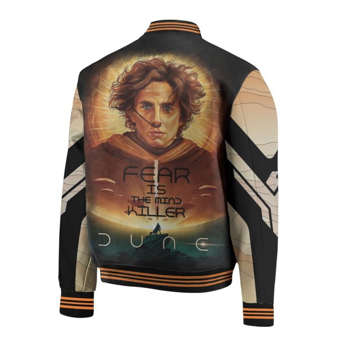 Dune Movie Varsity Jacket - Fear Is The Mind Killer Design, Premium Quality Bomber - Image 3