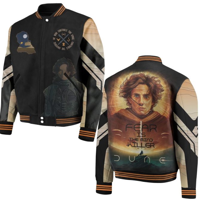 Dune Movie Jacket - Fear Is The Mind Killer Graphic Bomber - Sci-Fi Fan Gift