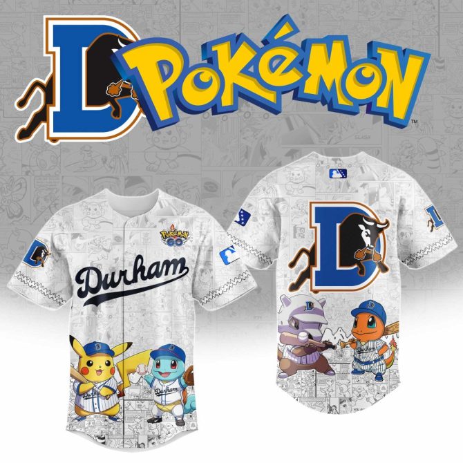 Limited Edition Pokémon X Durham Bulls Baseball Jersey - Pikachu, Squirtle & Charmander Design