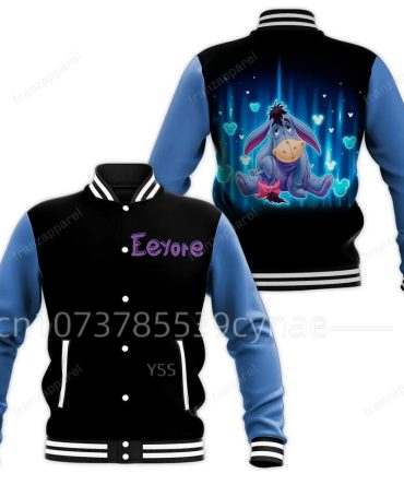 Cozy Eeyore Varsity Jacket – Cute Blue & Black Design For Fans