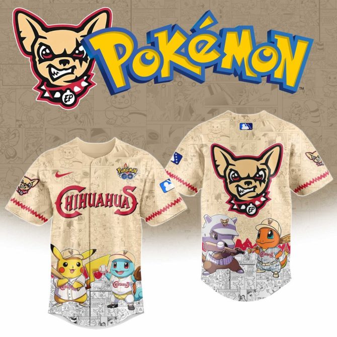 Limited Edition Pokémon X Chihuahuas Baseball Jersey - Pikachu, Charmander & Squirtle Design