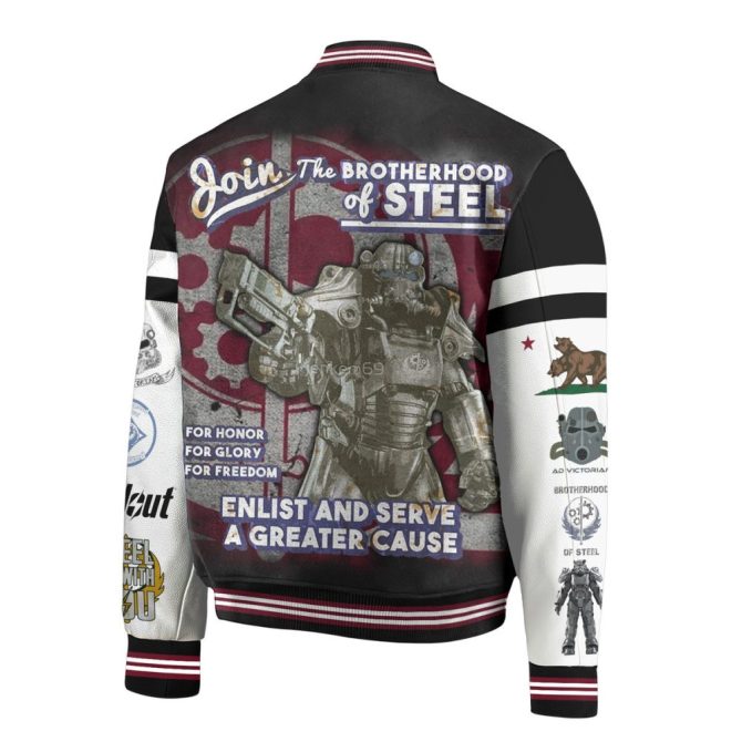 Brotherhood Of Steel Varsity Jacket - Iconic Fallout Gamer'S Apparel - Image 3