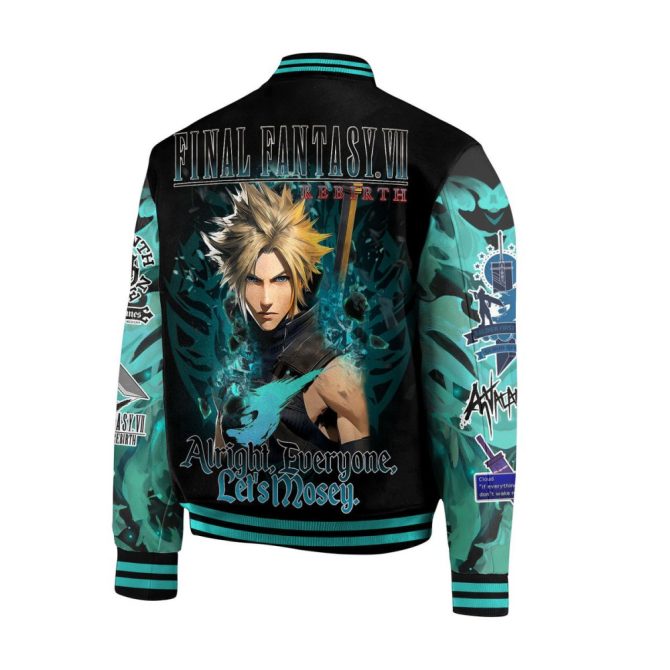 Final Fantasy Vii Rebirth Cloud Strife Bomber Jacket - Stylish Gamer Apparel - Image 3