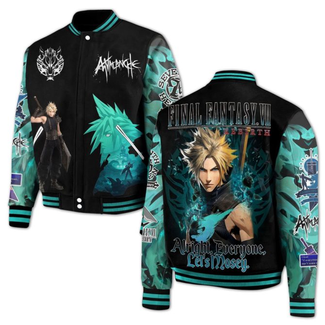 Final Fantasy Vii Rebirth Cloud Strife Bomber Jacket - Stylish Gamer Apparel - Image 2