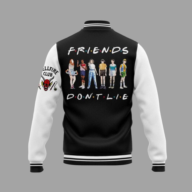 Customizable Friends Don'T Lie Varsity Jacket - Personalized Name, Unique Design - Image 3