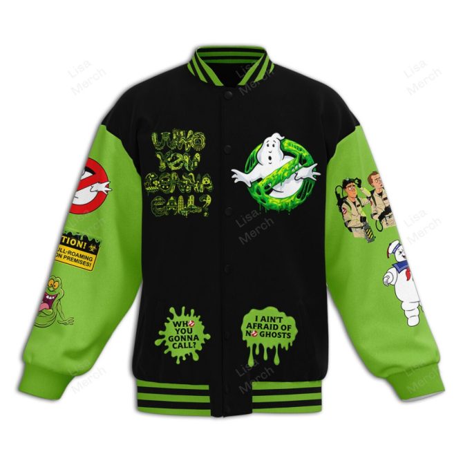 Ghostbusters Varsity Jacket - Retro Movie Fan Apparel, Green & Black, Limited Edition - Image 2