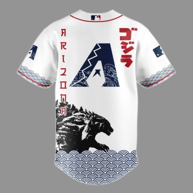 Limited Edition Godzilla X Diamondbacks Baseball Jersey – Unique Design & Premium Quality - Image 3