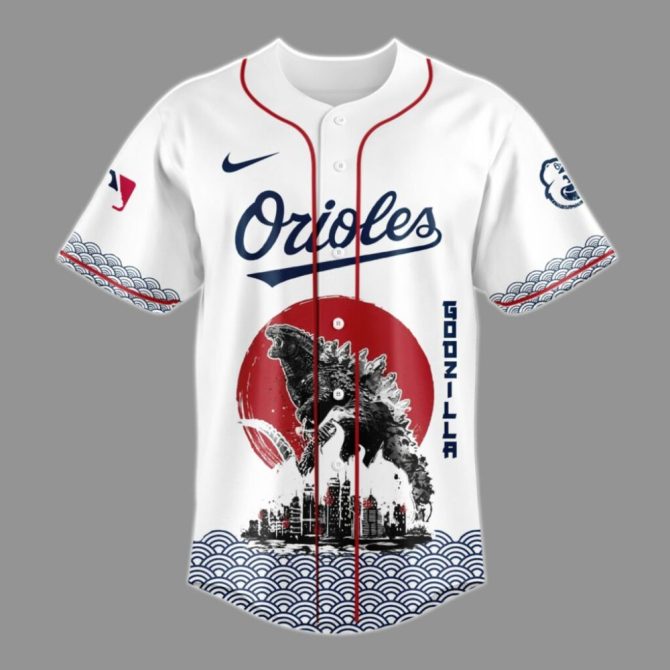 Exclusive Godzilla X Orioles Limited Edition Baseball Jersey – Bold Design, Premium Quality - Image 2