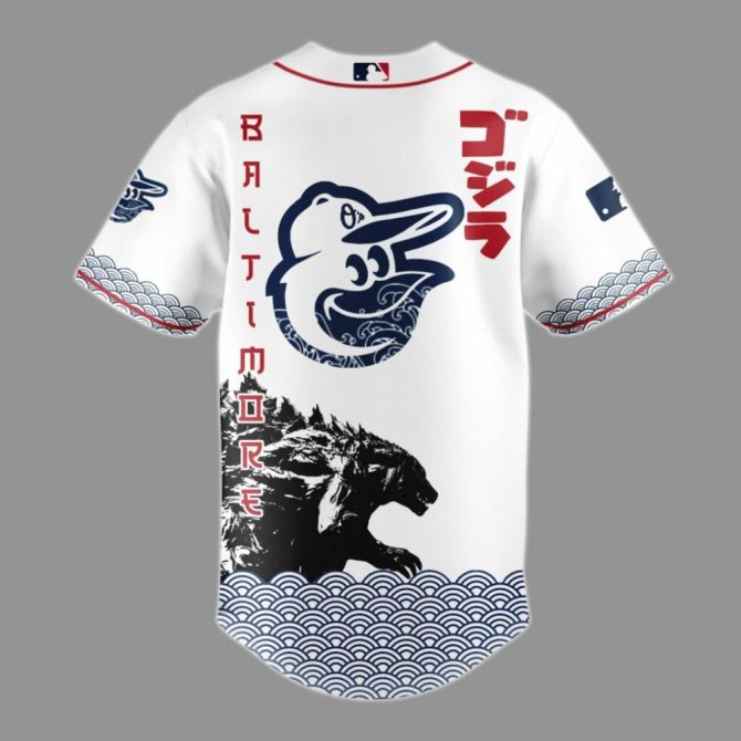 Exclusive Godzilla X Orioles Limited Edition Baseball Jersey – Bold Design, Premium Quality - Image 3