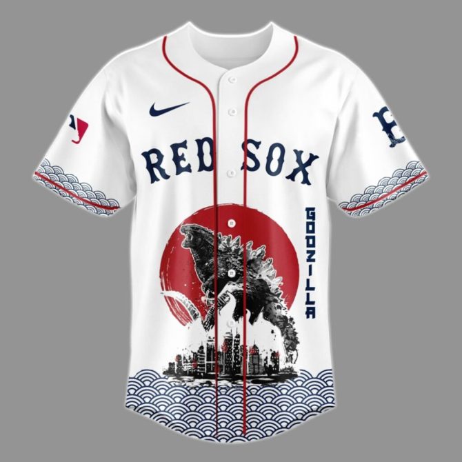 Limited Edition Godzilla X Red Sox Jersey – Unique Design, Perfect Gift! - Image 2