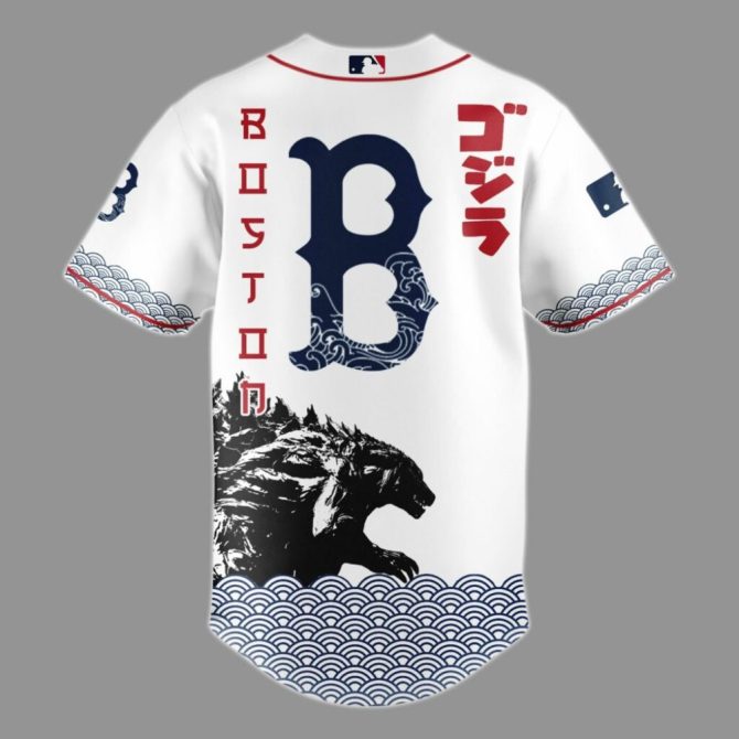 Limited Edition Godzilla X Red Sox Jersey – Unique Design, Perfect Gift! - Image 3