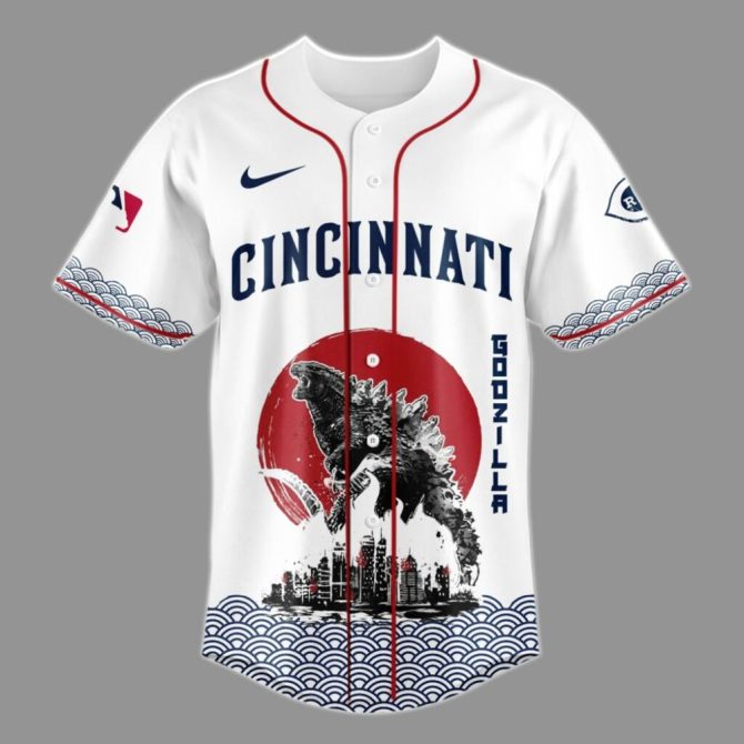 Limited Edition Cincinnati Reds Godzilla Jersey – Unique Design, Perfect For Fans! - Image 2
