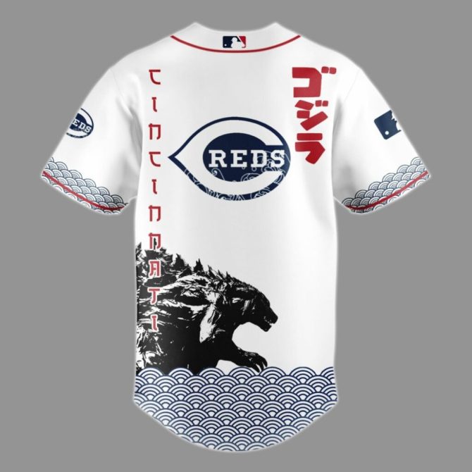 Limited Edition Cincinnati Reds Godzilla Jersey – Unique Design, Perfect For Fans! - Image 3