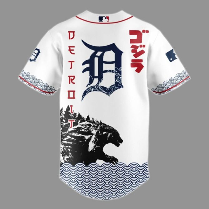 Limited Edition Godzilla X Tigers Baseball Jersey – Unleash Epic Style! - Image 3