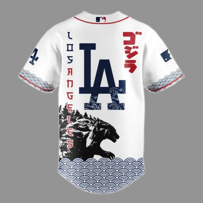 Limited Edition Godzilla X Dodgers Baseball Jersey – Unleash Your Inner Fan With Epic Style! - Image 3