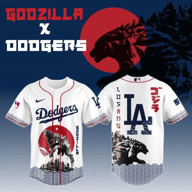 Limited Edition Godzilla X Dodgers Baseball Jersey – Unleash Your Inner Fan With Epic Style!