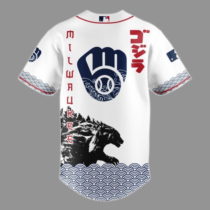 Exclusive Godzilla X Brewers Jersey – Limited Edition Collectible Sportswear - Image 3