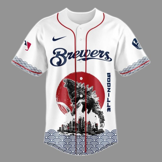 Exclusive Godzilla X Brewers Jersey – Limited Edition Collectible Sportswear - Image 2