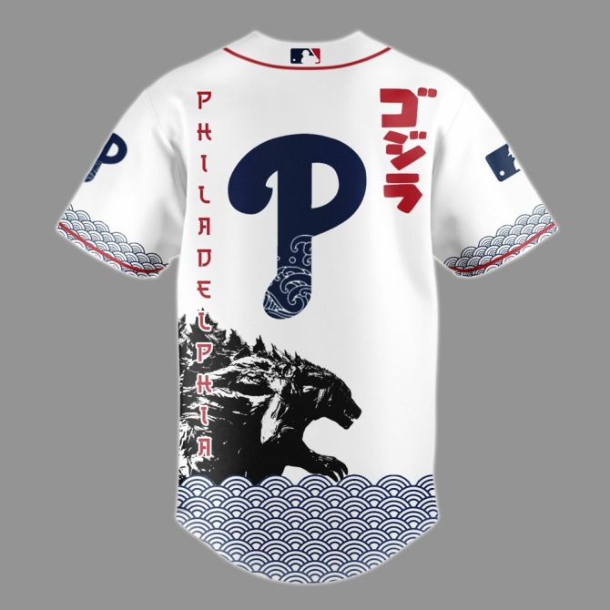 Limited Edition Godzilla X Phillies Jersey – Unique Baseball Apparel For Fans - Image 3