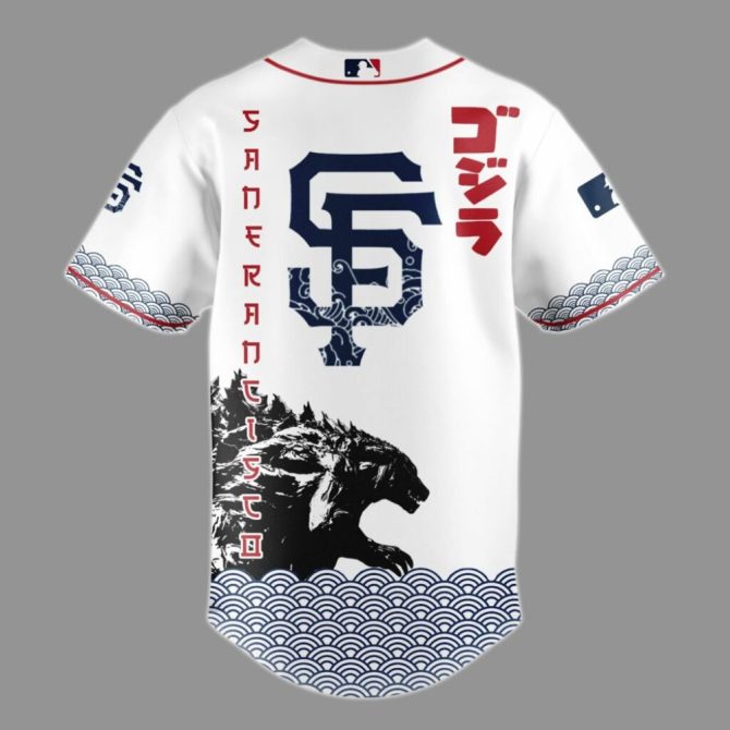 Limited Edition Godzilla X Giants Baseball Jersey - Unique Design & High-Quality Fabric - Image 3