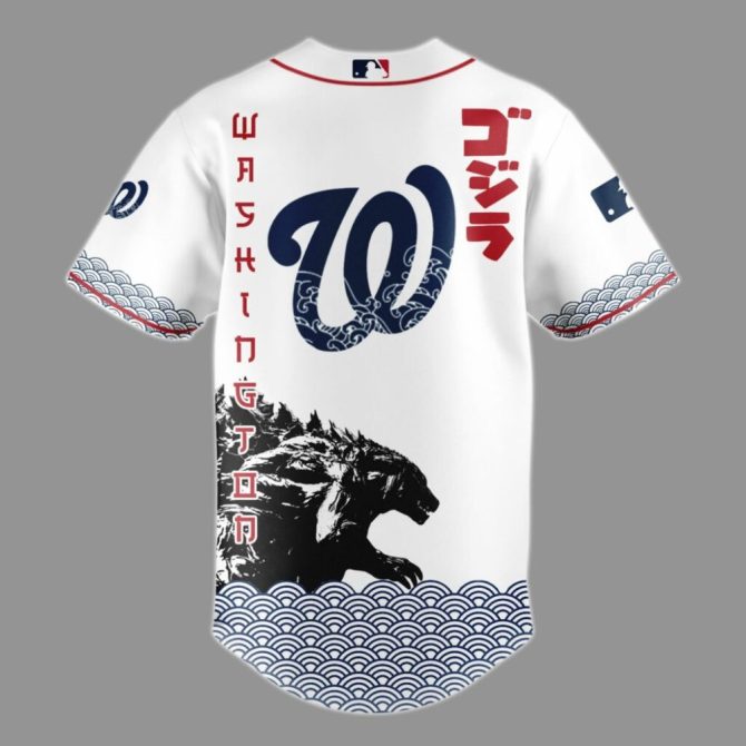 Limited Edition Godzilla X Nationals Baseball Jersey - Iconic Design, Perfect Gift! - Image 3