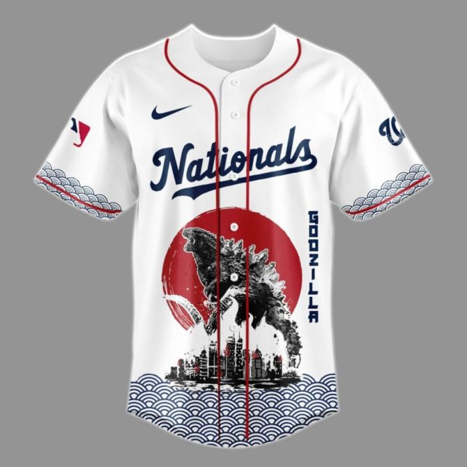 Limited Edition Godzilla X Nationals Baseball Jersey - Iconic Design, Perfect Gift! - Image 2