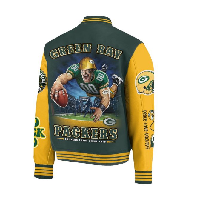 Green Bay Packers Varsity Jacket - Bold & Stylish Fan Gear For Ultimate Game Day Pride - Image 3