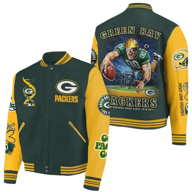 Green Bay Packers Varsity Jacket - Bold & Stylish Fan Gear For Ultimate Game Day Pride