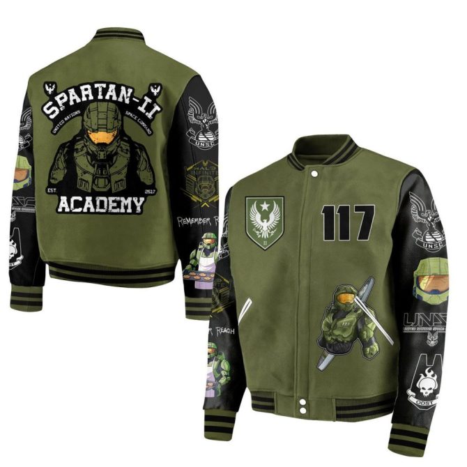 Epic Spartan Ii Academy Jacket - Master Chief Inspired Varsity Coat For Gamers