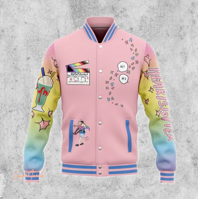 Heartstopper Varsity Jacket – Cute Pastel Design, Unisex Style, Perfect Gift For Fans - Image 3
