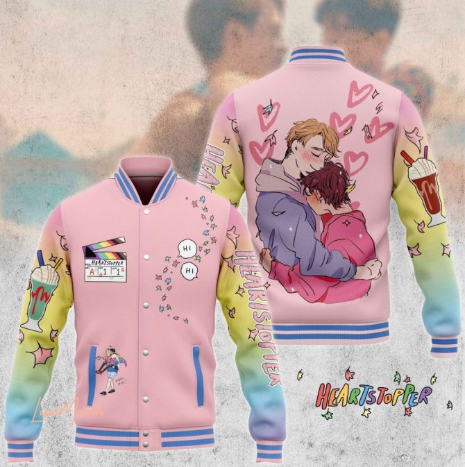Heartstopper Varsity Jacket – Cute Pastel Design, Unisex Style, Perfect Gift For Fans