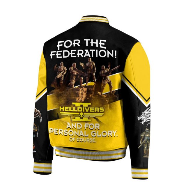 Helldivers Ii Varsity Jacket - Galactic Kindred Glory, Black & Yellow, Limited Edition - Image 2