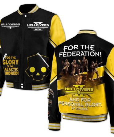 Helldivers Ii Varsity Jacket - Stylish Black & Yellow Gamer Apparel For Galactic Heroes!