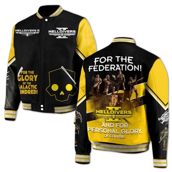 Helldivers Ii Varsity Jacket - Stylish Black & Yellow Gamer Apparel For Galactic Heroes!